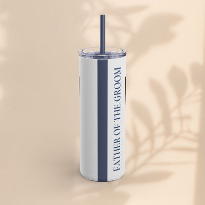Father of the Groom Tumbler, Stylish Wedding Drinkware, Groomsmen Gift, Matte Skinny Tumbler, Personalized Wedding Keepsake