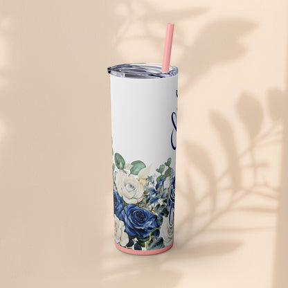 Flower Girl Skinny Tumbler with Straw, 20oz – Perfect Bridal Party Gift, Wedding Favor, Floral Drinkware, Summer Hydration