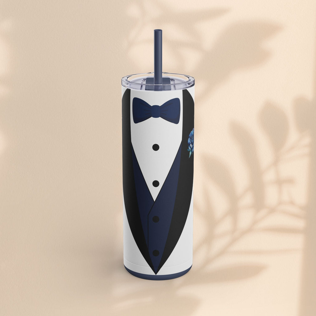 Groom Tuxedo Tumbler, Stylish Groom Tumbler for Weddings, Bachelor Parties, and Gifts, 20oz Matte Skinny Cup, Wedding Party Favor