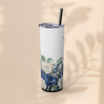 Bridesmaid Bridal Party Skinny Tumbler, 20oz Floral Drinkware, Gift for Bridesmaid, Customized Wedding Favor