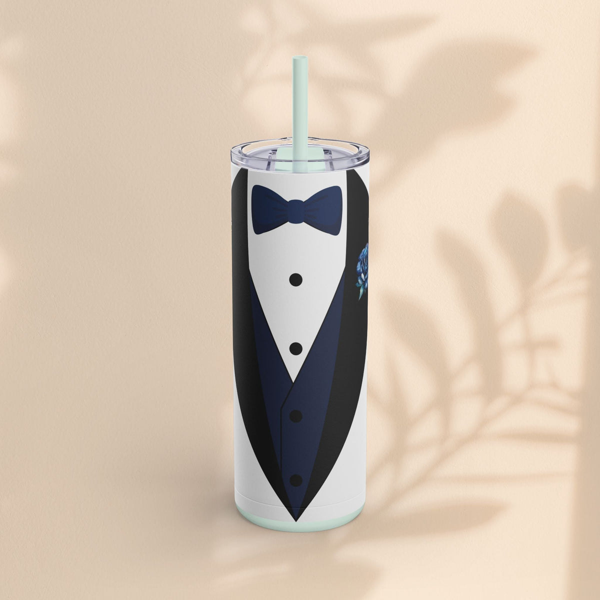 Groom Tuxedo Tumbler, Stylish Groom Tumbler for Weddings, Bachelor Parties, and Gifts, 20oz Matte Skinny Cup, Wedding Party Favor