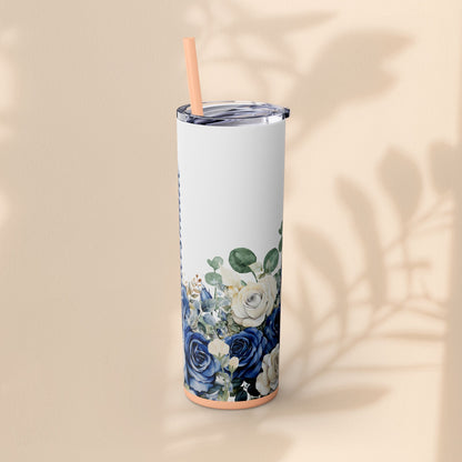 Bridesmaid Bridal Party Skinny Tumbler, 20oz Floral Drinkware, Gift for Bridesmaid, Customized Wedding Favor