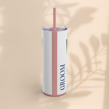 Groom Tuxedo Tumbler, Stylish Groom Tumbler for Weddings, Bachelor Parties, and Gifts, 20oz Matte Skinny Cup, Wedding Party Favor