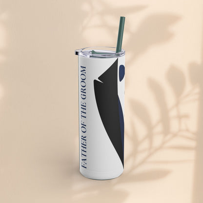 Father of the Groom Tumbler, Stylish Wedding Drinkware, Groomsmen Gift, Matte Skinny Tumbler, Personalized Wedding Keepsake