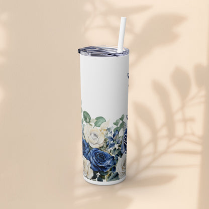 Bridesmaid Bridal Party Skinny Tumbler, 20oz Floral Drinkware, Gift for Bridesmaid, Customized Wedding Favor