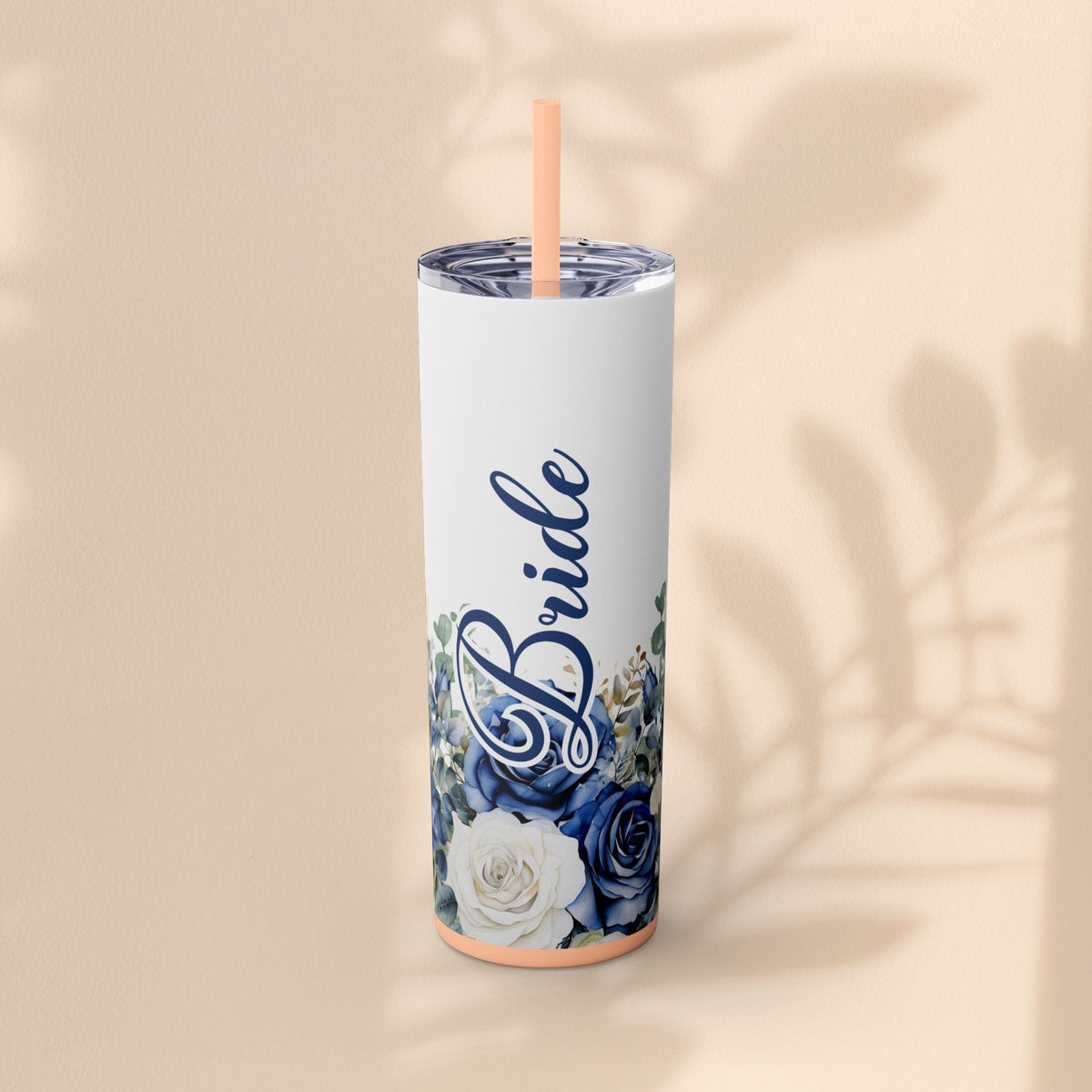 Elegant Floral Bride Tumbler, Bridal Party Favor 20oz Travel Cup, Engagement Celebration