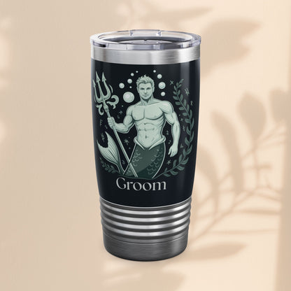 Groom Merman Tumbler, 20oz | Perfect for Weddings, Groomsmen Gift, Nautical Theme, Beach Parties, Engagement Celebrations