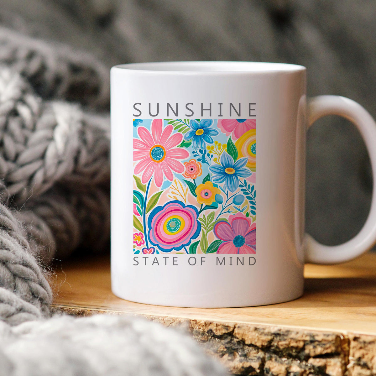 Botanical Ceramic Coffee Mug – Colorful Coffee Cup With Vibrant Floral Design