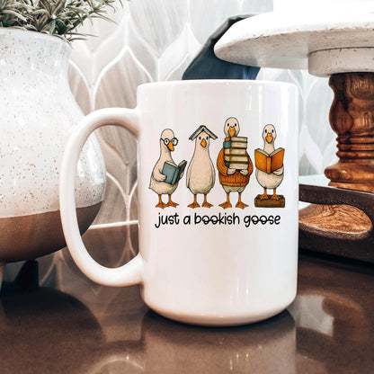 Bookish Goose Coffee Mug - Funny Book Lover Gift | Quirky Ceramic 11 oz or 15 oz