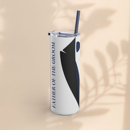 Father of the Groom Tumbler, Stylish Wedding Drinkware, Groomsmen Gift, Matte Skinny Tumbler, Personalized Wedding Keepsake