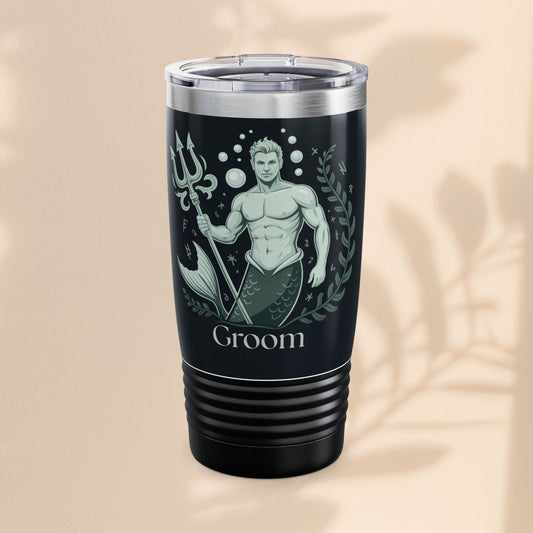 Groom Merman Tumbler, 20oz | Perfect for Weddings, Groomsmen Gift, Nautical Theme, Beach Parties, Engagement Celebrations