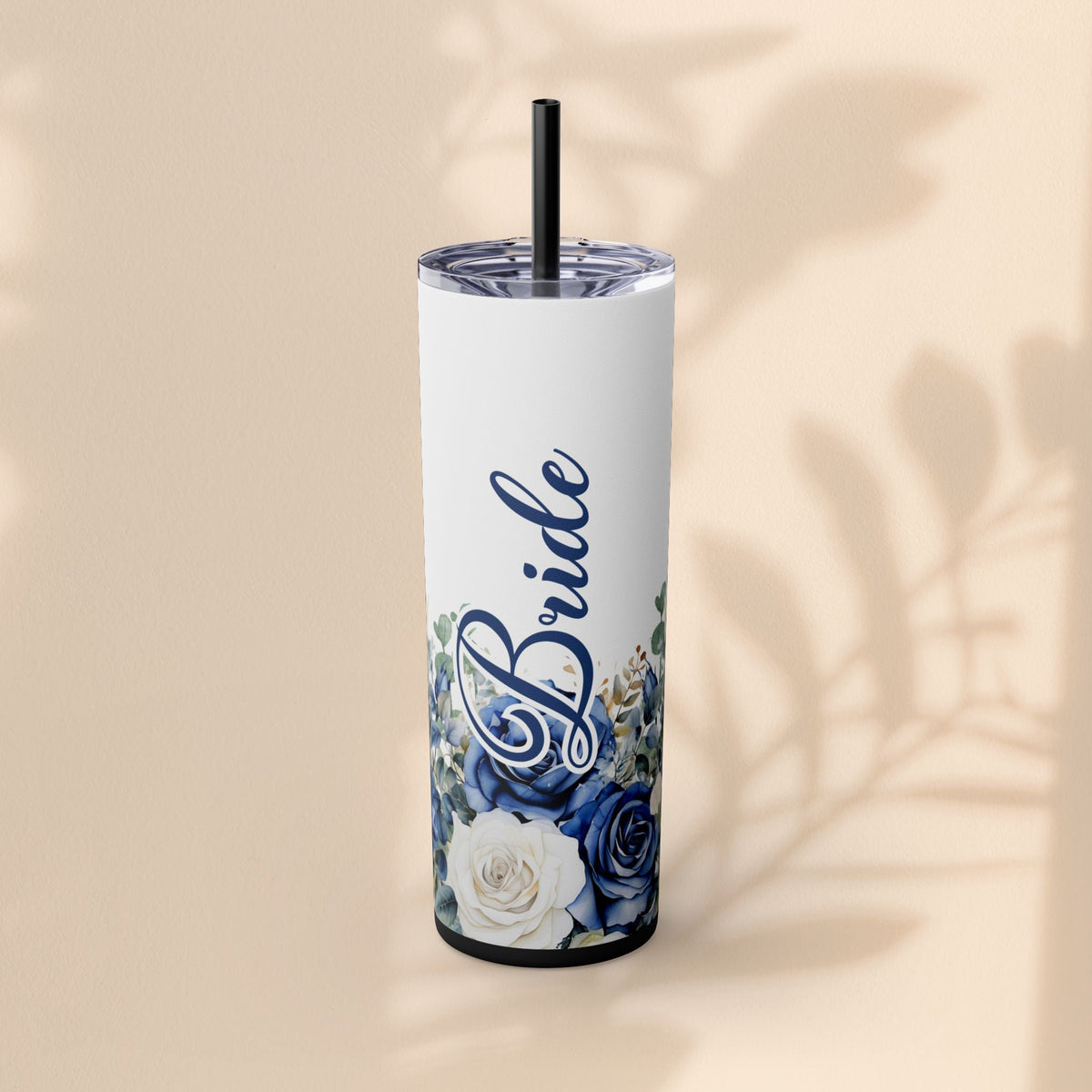 Elegant Floral Bride Tumbler, Bridal Party Favor 20oz Travel Cup, Engagement Celebration