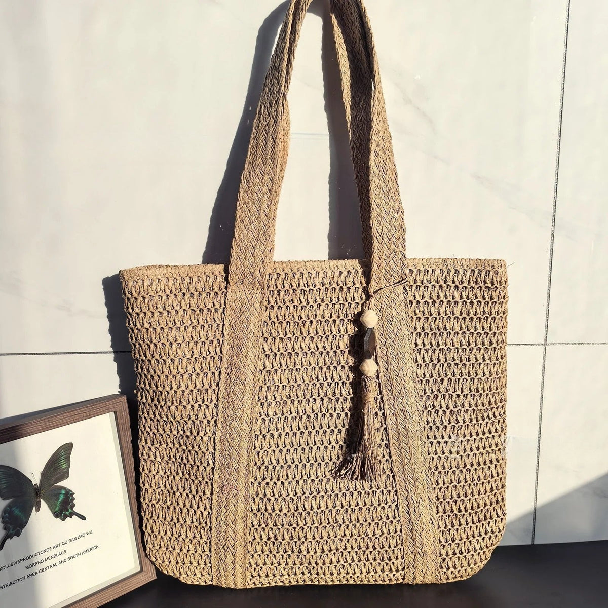 Elegant Straw Shoulder Bag