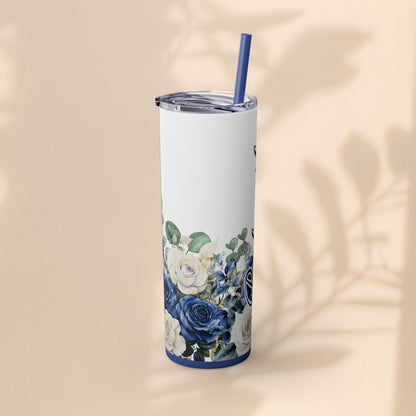 Bridesmaid Bridal Party Skinny Tumbler, 20oz Floral Drinkware, Gift for Bridesmaid, Customized Wedding Favor