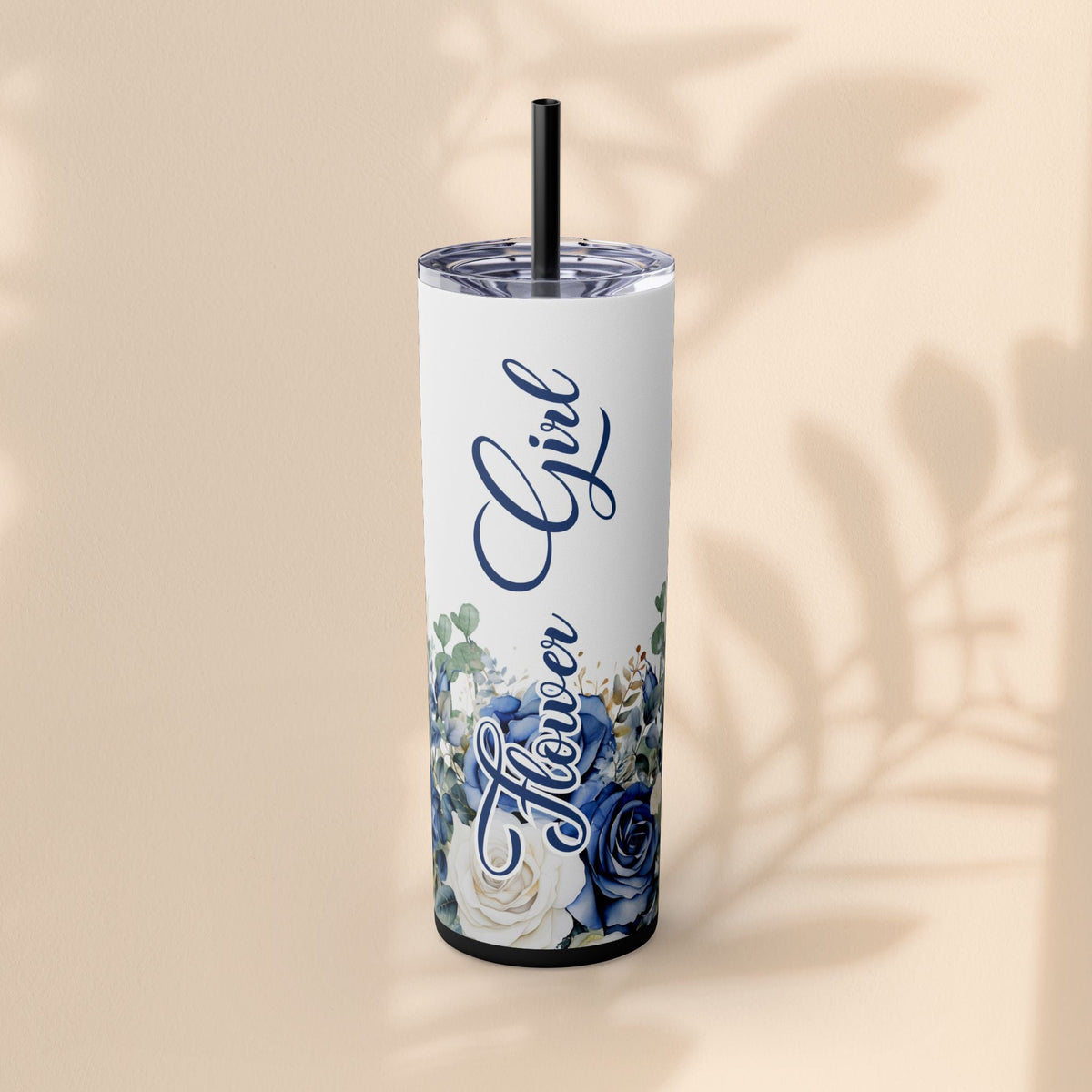 Flower Girl Skinny Tumbler with Straw, 20oz – Perfect Bridal Party Gift, Wedding Favor, Floral Drinkware, Summer Hydration