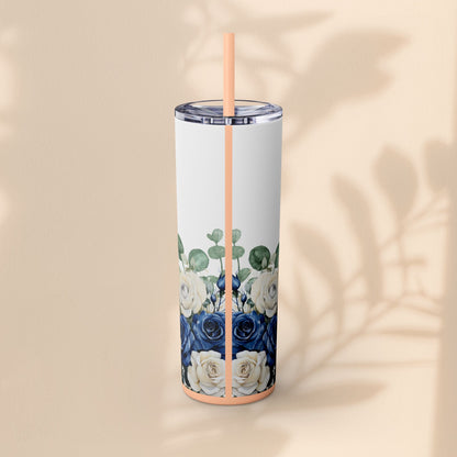 Elegant Floral Bride Tumbler, Bridal Party Favor 20oz Travel Cup, Engagement Celebration
