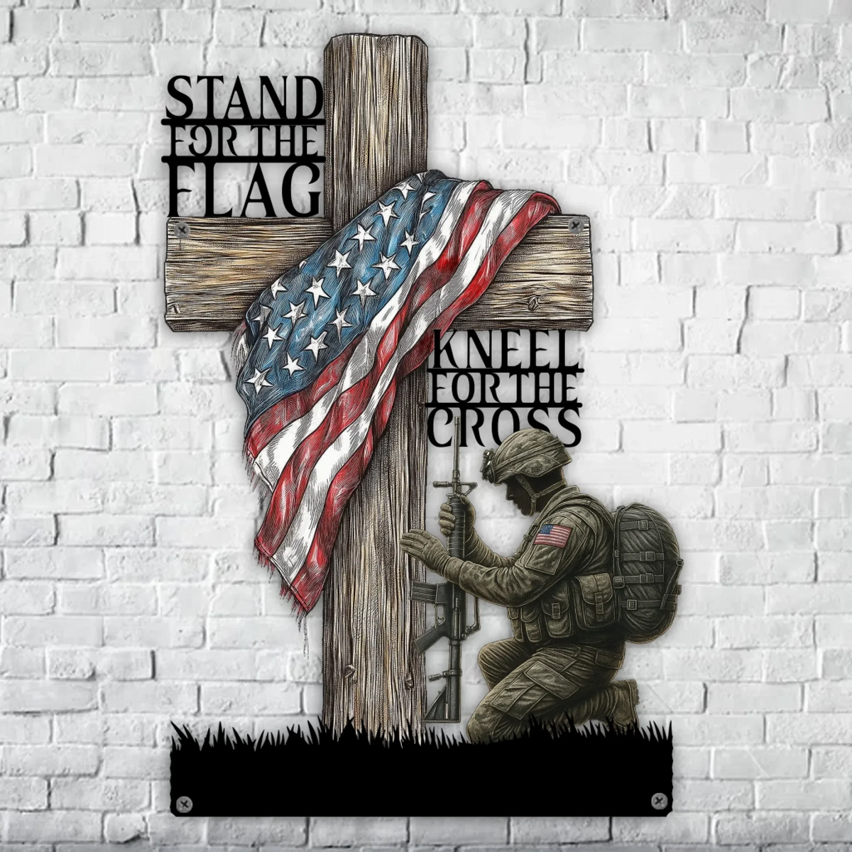 Veteran Metal Sign - Stand For The Flag Kneel For The Cross – Patriotic Veteran Decor - Gift Idea For Memorial Day/ Independence Day