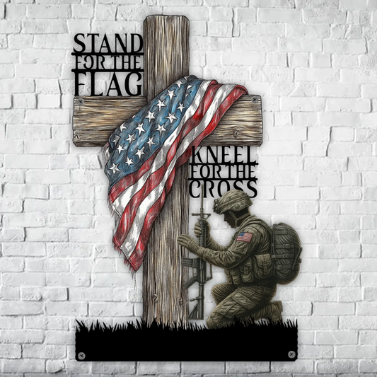 Veteran Metal Sign - Stand For The Flag Kneel For The Cross – Patriotic Veteran Decor - Gift Idea For Memorial Day/ Independence Day