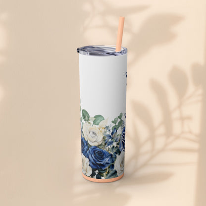 Bridesmaid Bridal Party Skinny Tumbler, 20oz Floral Drinkware, Gift for Bridesmaid, Customized Wedding Favor