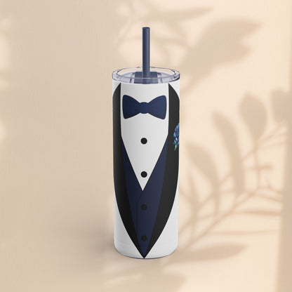 Father of the Groom Tumbler, Stylish Wedding Drinkware, Groomsmen Gift, Matte Skinny Tumbler, Personalized Wedding Keepsake