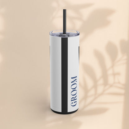 Groom Tuxedo Tumbler, Stylish Groom Tumbler for Weddings, Bachelor Parties, and Gifts, 20oz Matte Skinny Cup, Wedding Party Favor