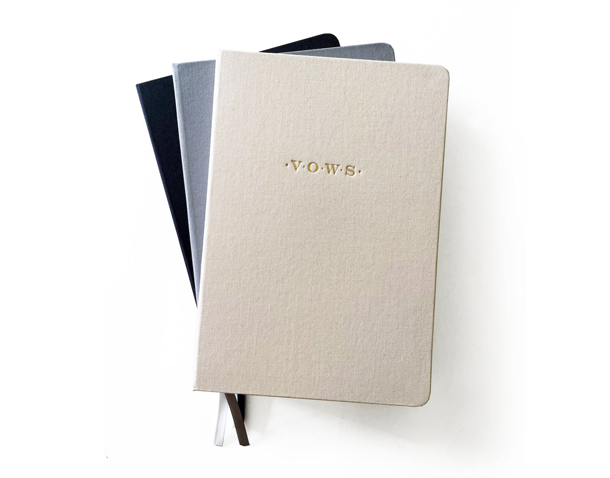Wedding Vows Foil Embossed Linen Notebook | Neutral Hues