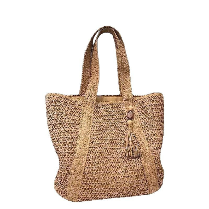Wooden Bead Tassel Handwoven Bag – Large