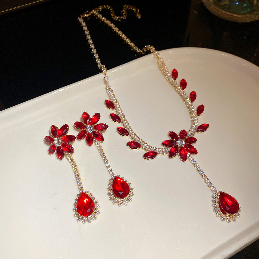 Crystal Bridal Wedding Dress Formal Dinner Jewelry Set