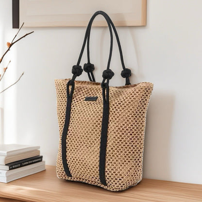 Hollow-Out Large Straw Shoulder Bag