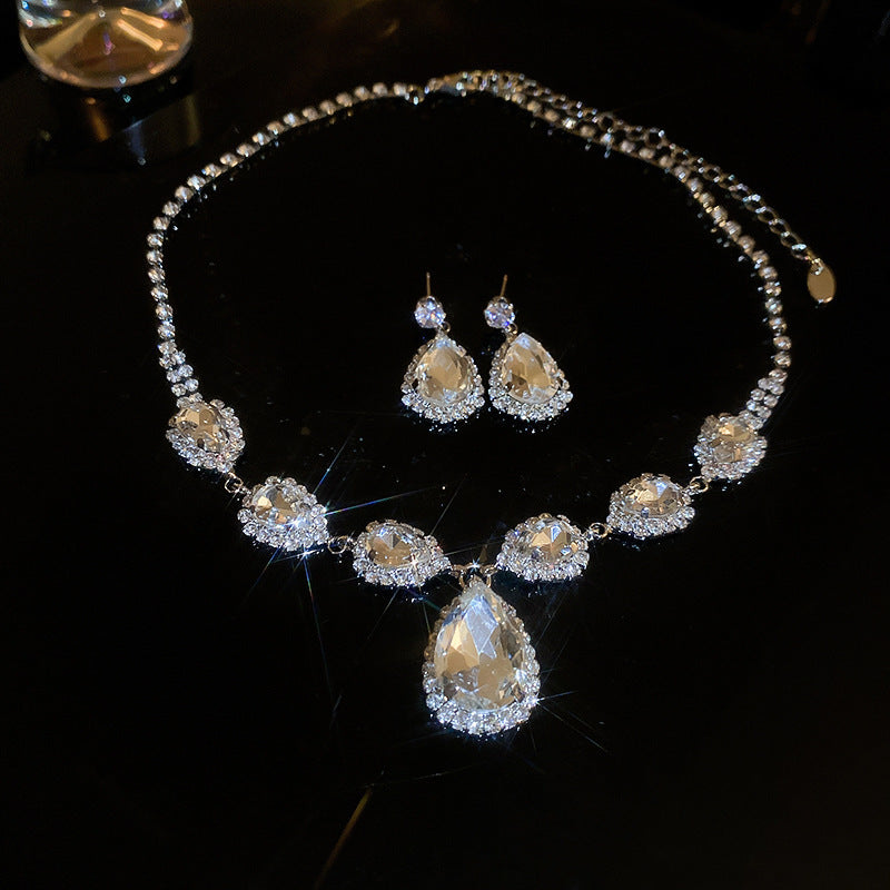 Crystal Bridal Wedding Dress Formal Dinner Jewelry Set