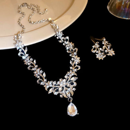 Crystal Bridal Wedding Dress Formal Dinner Jewelry Set