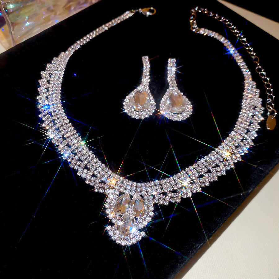 Crystal Bridal Wedding Dress Formal Dinner Jewelry Set