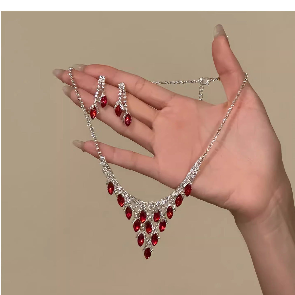 Crystal Bridal Wedding Dress Formal Dinner Jewelry Set