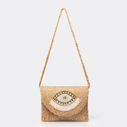 Beaded Patch Jute Bag – Bohemian Handwoven Clutch