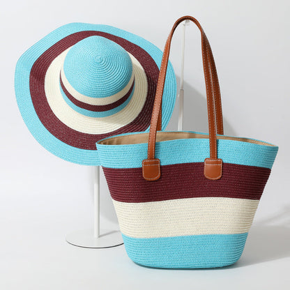 Striped Woven Straw Bag