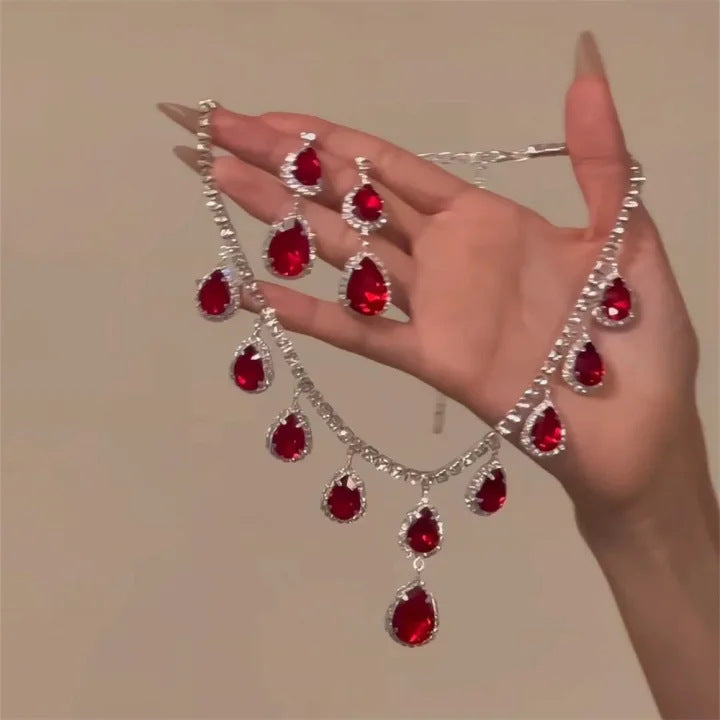 Crystal Bridal Wedding Dress Formal Dinner Jewelry Set