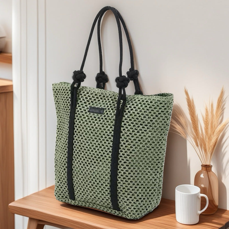 Hollow-Out Large Straw Shoulder Bag