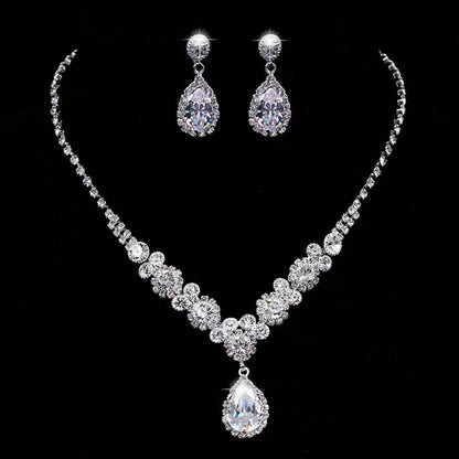 Crystal Bridal Wedding Dress Formal Dinner Jewelry Set