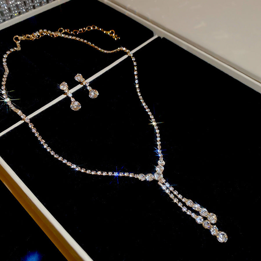Crystal Bridal Wedding Dress Formal Dinner Jewelry Set