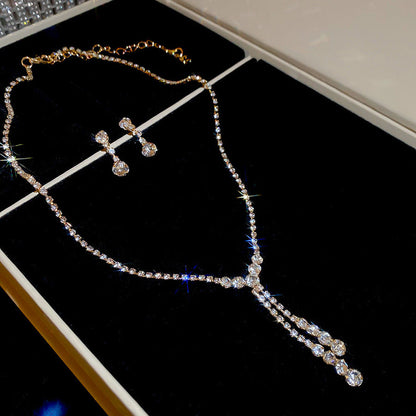 Crystal Bridal Wedding Dress Formal Dinner Jewelry Set
