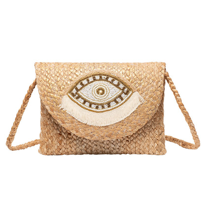 Beaded Patch Jute Bag – Bohemian Handwoven Clutch
