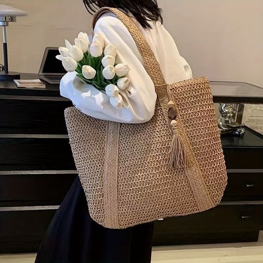 Elegant Straw Shoulder Bag