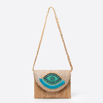 Beaded Patch Jute Bag – Bohemian Handwoven Clutch