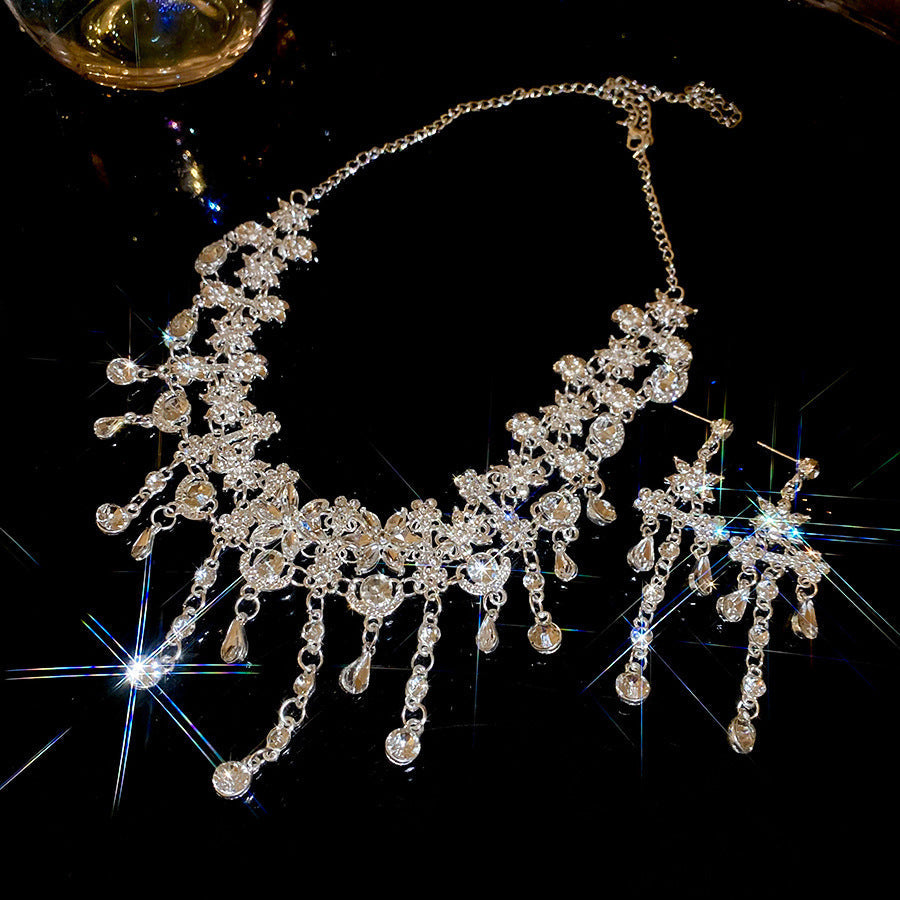 Crystal Bridal Wedding Dress Formal Dinner Jewelry Set