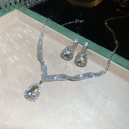 Crystal Bridal Wedding Dress Formal Dinner Jewelry Set
