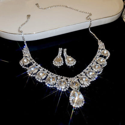 Crystal Bridal Wedding Dress Formal Dinner Jewelry Set