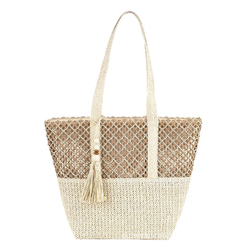 Minimalist Large Straw Shoulder Bag