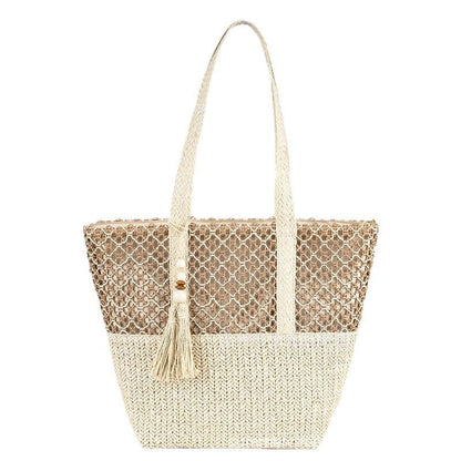Minimalist Large Straw Shoulder Bag