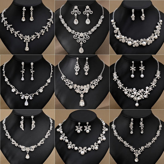 Crystal Bridal Wedding Dress Formal Dinner Jewelry Set