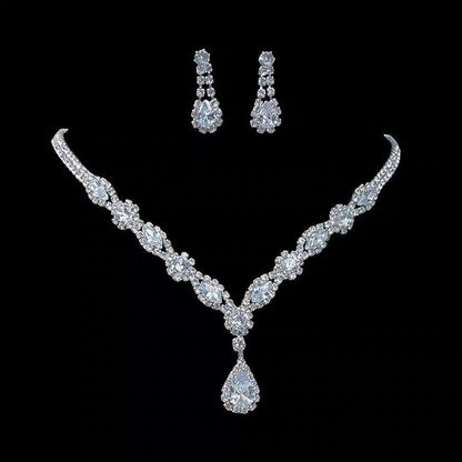 Crystal Bridal Wedding Dress Formal Dinner Jewelry Set